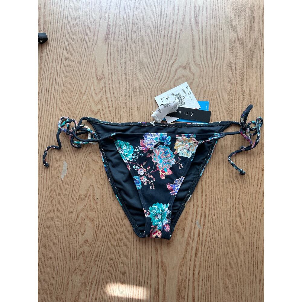 B8 New Women’s O’Neill String Bikini👙Bottoms Navy Floral Print Size Xs
